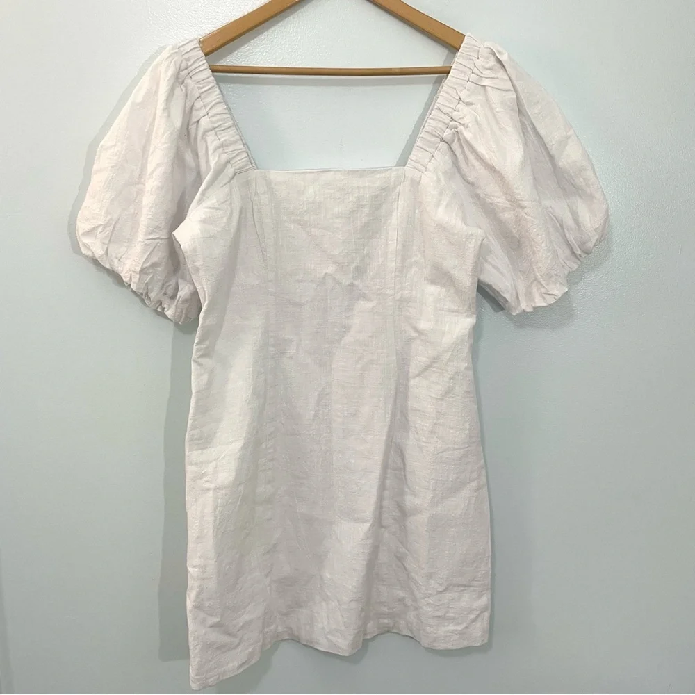 NWT SNDYS X Revolve White Tuscany Cotton Puff Sleeve Mini Dress Smock Boho XL - Picture 5 of 11